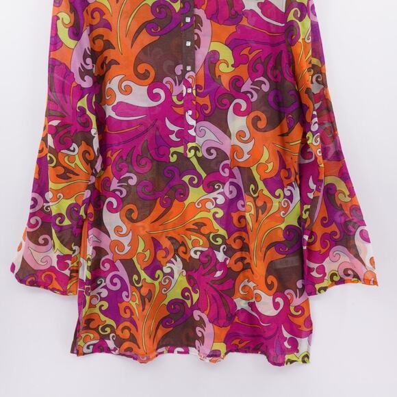 Athleta Dress Medium Multi Tunic Cover Up Mod Psychedelic Leaves‎ Resort - Picture 4 of 14